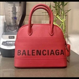 Balenciaga ville  red leather bag